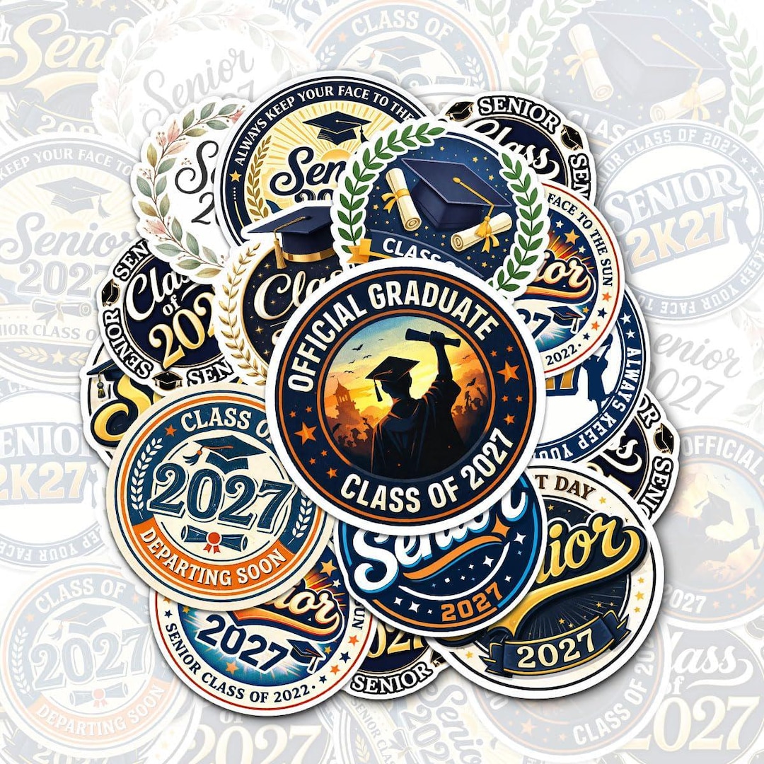 Senior 2027 Graduation Stickers Pack, Class of 2027 Decals for Laptop ...