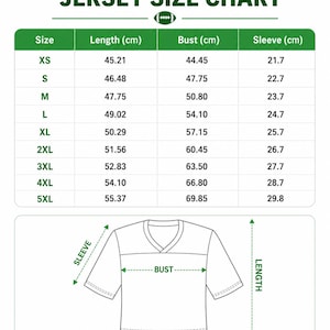The image is a size chart for a crop top football jersey. It provides measurements for different jersey sizes, including bust, waist, and sleeve length, along with corresponding measurements in centimeters. The chart is designed to help customers determine the appropriate size for their desired jersey.