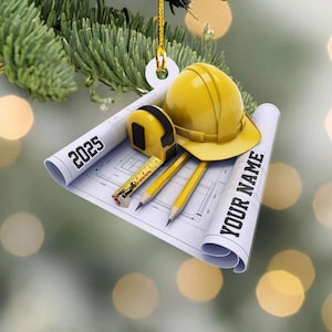 Ornement de construction personnalisé, cadeau d&#39;architecte, décoration de chantier (à plat 2D)