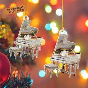 Personalized Piano Ornament, Music Christmas Gift, White Piano Decoration Keepsake 2025,Piano Coach Gift,Piano Lover Gift,Piano Teacher Gift