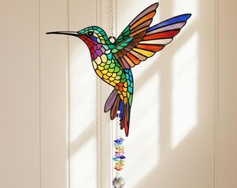 Hummingbird Suncatcher, Acrylic Window Hanging, Home Decor