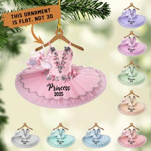 Personalized Ballet Dress Ornament – Custom Ballerina Christmas Gift, Flat Pink Tutu with Ballet Shoes, Dance Recital Keepsake 2025