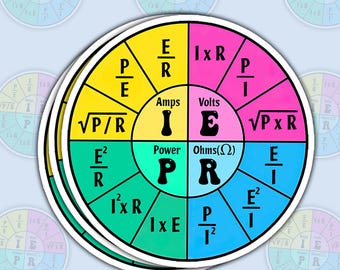 Ohm's Law Wheel Stickers, Science Teacher Gift (3 Pcs)