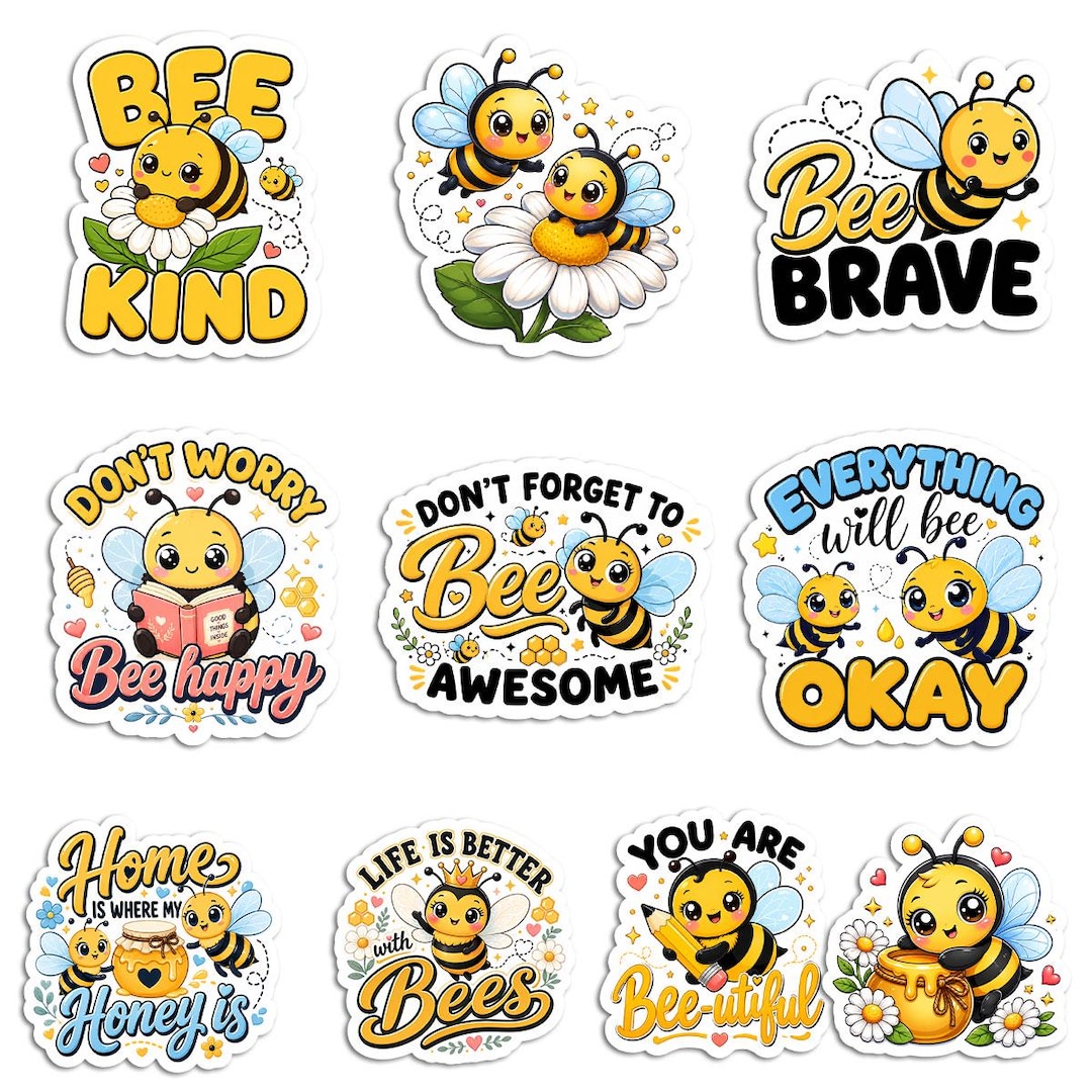 10pcs Bee Stickers, Cute Honey Bee Vinyl Decals for Laptop, Water ...