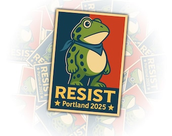 Sticker weerstand tegen Portland Frog: Anti ICE, Pro Immigrant