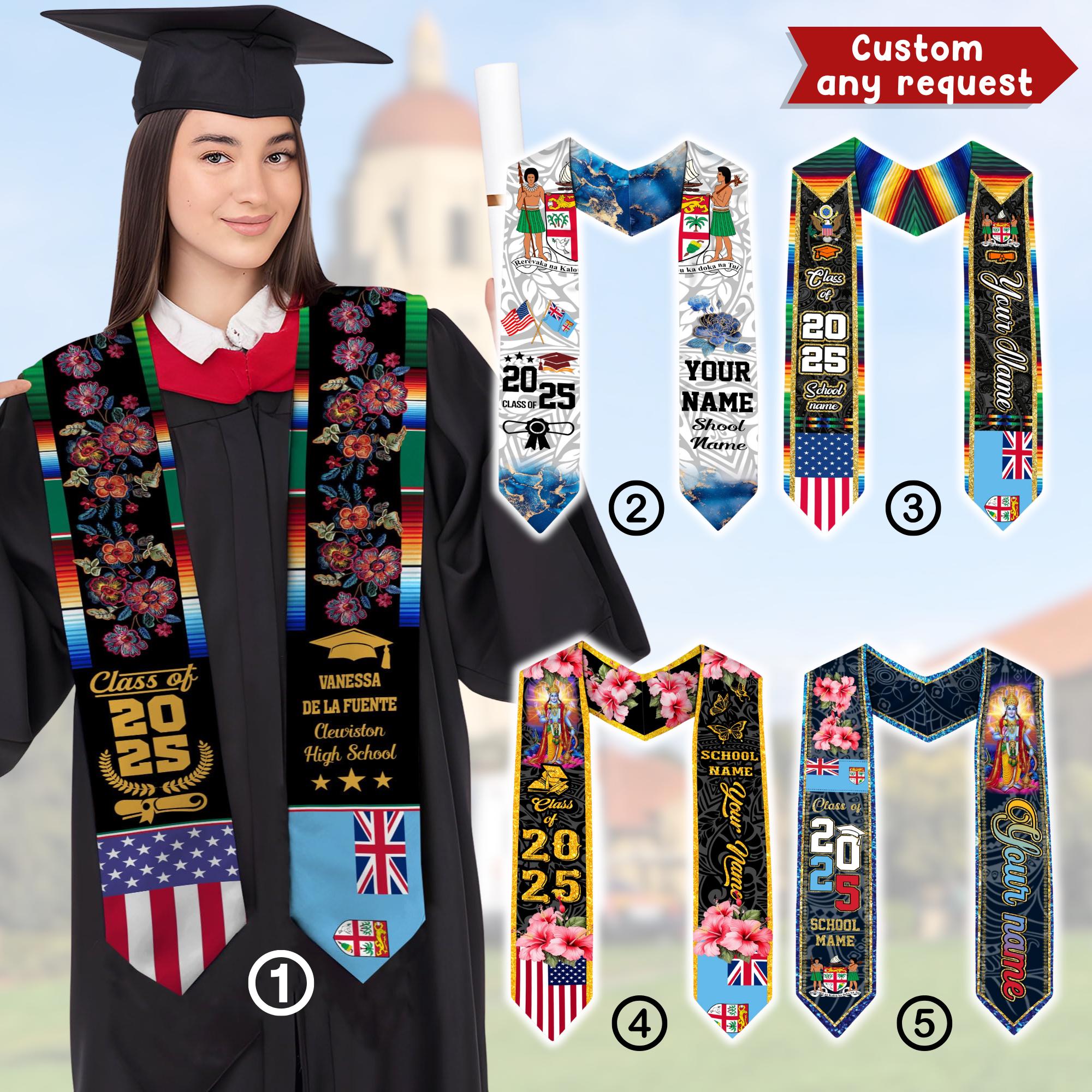Tibal Graduation Custom Fiji Graduation Stole Class of 2026, Personalized Fiji Flag ...