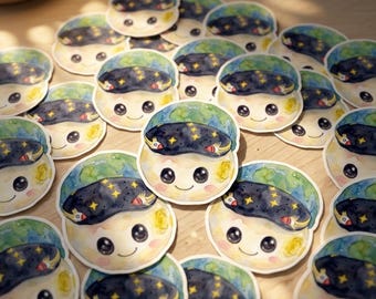 30pc Cute Rise Zero-G watercolor hand draw Stickers Artemis Inspired Cute Space Mascot, NASA Fan Gift, Space Lover Sticker