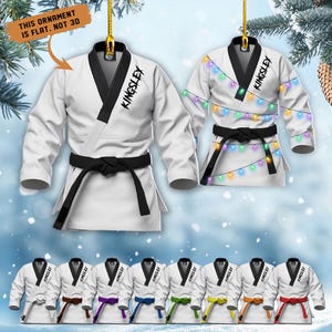 Personalized Karate Gi Ornament, Martial Arts Christmas Tree Decor, Gift for Karate Kid, Taekwondo,Judo, Dojo Student and Black Belt Fighter