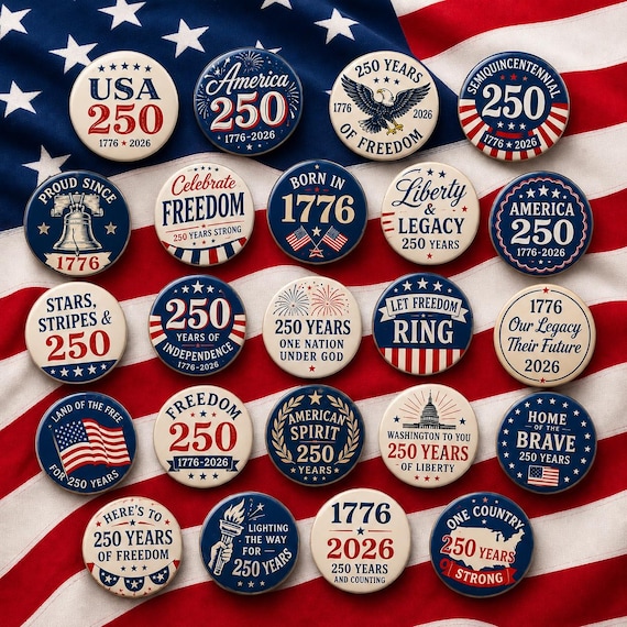 25PCS US 250th Anniversary Commemorative Pin Pack | 1776-2026 Patriotic Enamel Badge | Liberty Bell & Flag Collectible, Eagle Badge