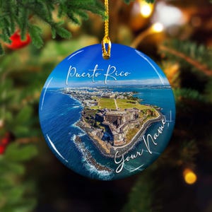 Personalized Puerto Rico Ornament, Boricua Travel Gift