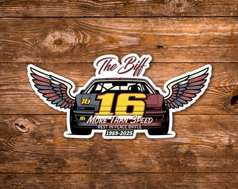 Greg Biffle #16 Rennwagen Rest in Peace Aufkleber, Lustiger Vintage Nascar Vinyl Aufkleber, Geschenk für Auto-Enthusiasten, Ausrüstung Aufkleber