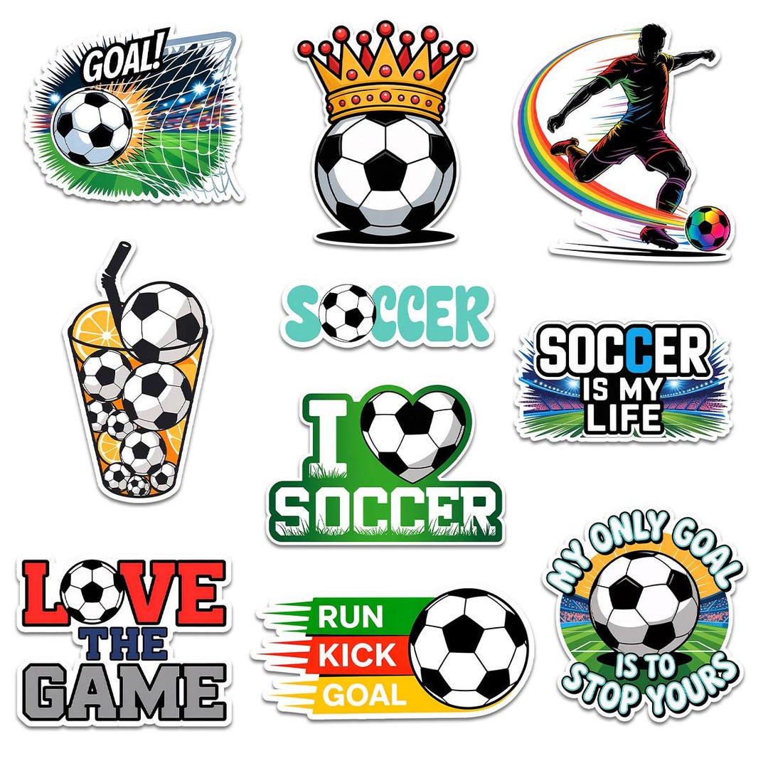 Football Net Sticker Soccer Sticker Pack | Football Player Decal for Water Bottle, Laptop ...