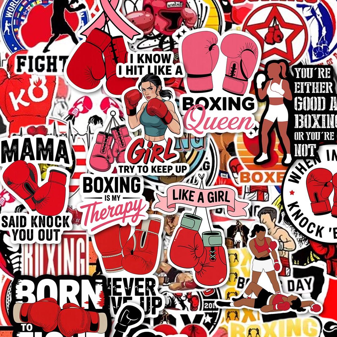 60pcs Boxing Stickers Fighter Motivation Sports Vinyl Decals for Laptop ...