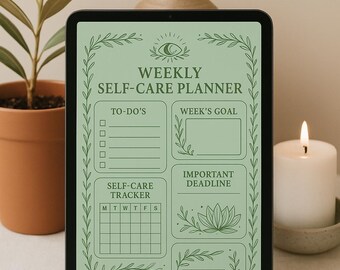 self care printable, wellness tracker, mental health journal, calming weekly planner, digital planner,  printable planner for women