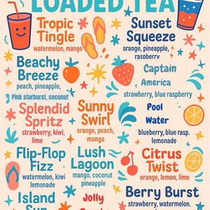 Summer Loaded Tea Packets –in 135 carts-Collagen-  Clean Energy Drink | No Sugar | 180mg Caffeine | ships today | 16 Cal | Metabolism Boost