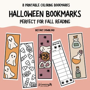 Halloween Coloring Bookmarks | Printable Color Your Own Bookmarks | Ghost Witch Haunted House Set