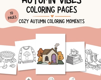 Cozy Autumn Coloring Pages | Fall Coloring Packet | Relaxing Designs