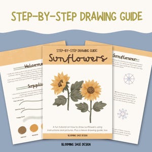 How to Draw Sunflowers Step-by-Step Drawing Guide | Two Flower Styles | Beginner Friendly | Instant Download | Art Tutorial w/ Illustration