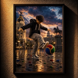 Toy Brick Street Skills Kid Madrid Poster A2 – Trionda Football Print Digital Download