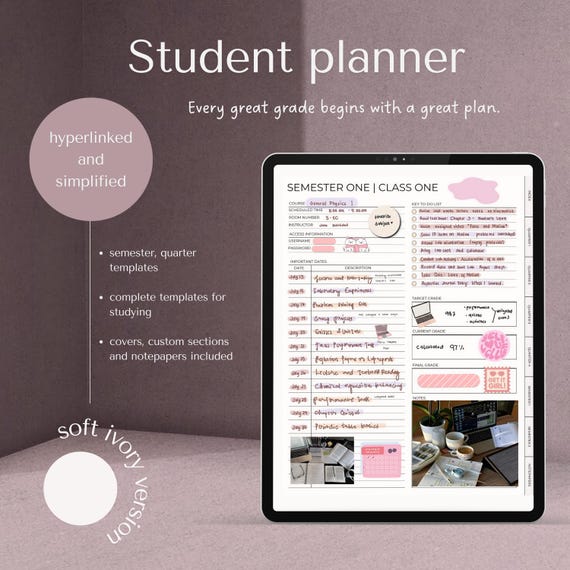 2025 Digital Student Planner for iPad: Academic Organizer with Study Templates (GoodNotes Compatible)