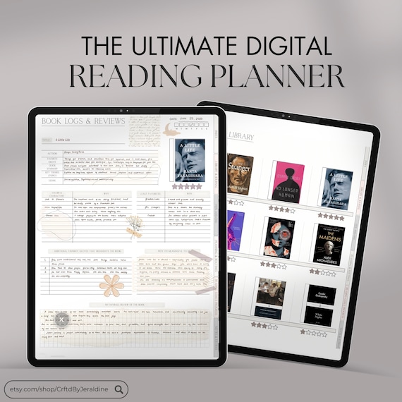 All-in-One Reading Planner | Digital Book Tracker | TBR List, Reviews, Author Log, Character Notes, Genre Tracker | Hyperlinked PDF