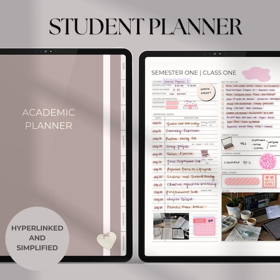 Digital Student Planner 2025 | Hyperlinked Academic Organizer for iPad & GoodNotes | Study Tracker, Calendar, Templates, Stickers