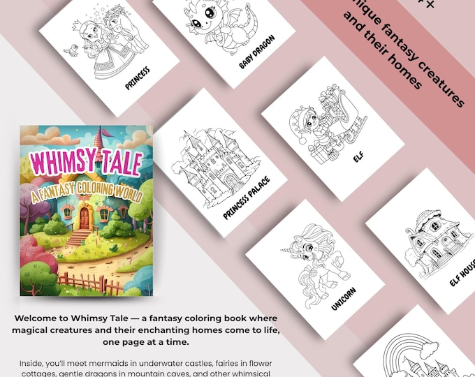 Featured listing image: Whimsy Tale: A Fantasy Coloring Book