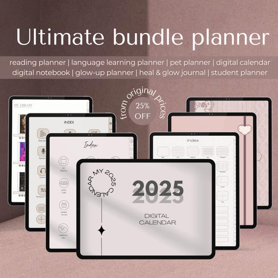 Ultimate Digital Planner and Journal Bundle | Reading, Language Learning, Student, Pet, Glow-Up, Healing & More | Lifetime Access