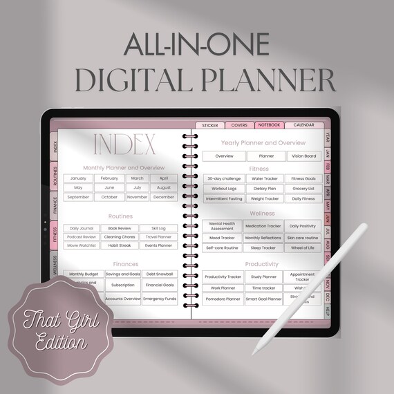 That Girl Digital Planner (Undated, Hyperlinked, All-in-one Planner)