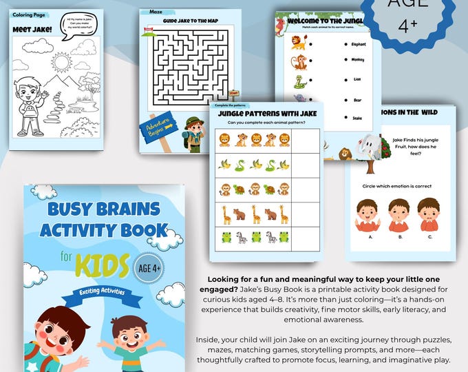 Featured listing image: Busy Brains Activity Book for Kids