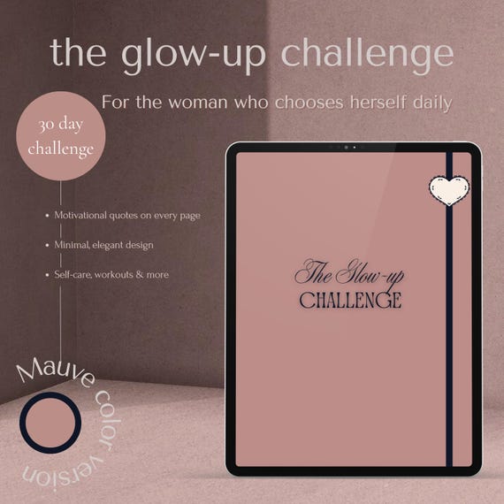 Mauve 30-Day Glow-Up Planner: Self-Care Habit Tracker (Digital Download)