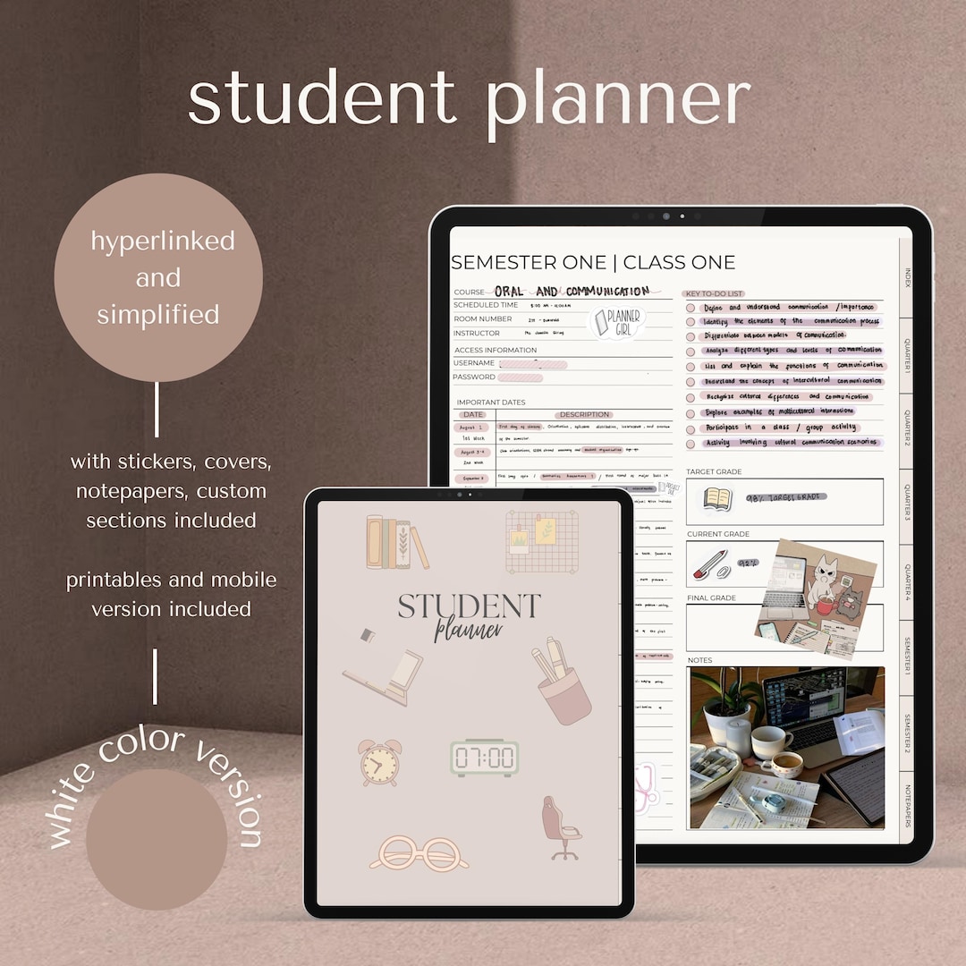 Minimalist Digital Student Planner Undated iPad Planner With ...