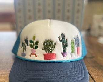 omg! look at this trucker hat with hand embroidery!