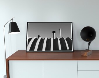 Zwart & wit minimalistische woestijn industriële fotomuur kunst, digitale download, afdrukbare kunst