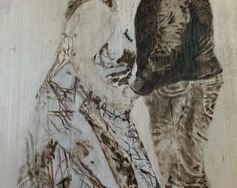 Custom made to order portraits hand burned great gifts, memorials, and lasting keepsakes wedding Anniversary gift  and memorabilia