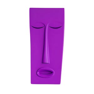 Vivid Purple Minimalist Face Sculpture | Abstract Wall Mask Art | Handmade Modern Wall Decor