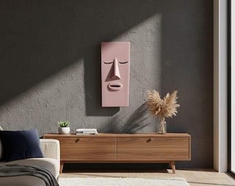 Handmade Wall Art Abstract Face Wall Sculpture: Modern Minimalist Home Decor
