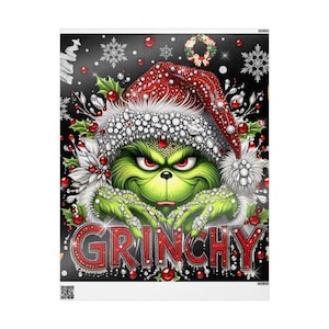 Grinch Christmas Wrapping Paper, Festive Gift Wrap, Holiday Party Decor, image 1