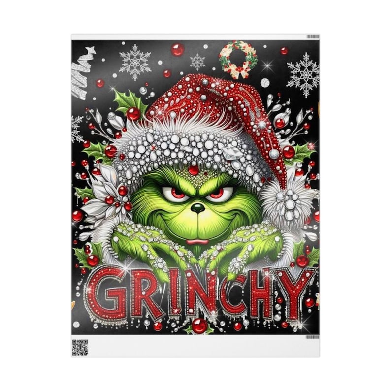 Grinch Christmas Wrapping Paper, Festive Gift Wrap, Holiday Party Decor, image 1