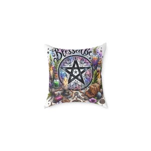 Cuscino con pentagramma "Benedetto sia" / Decorazione spirituale per la casa, pagana e wicca
