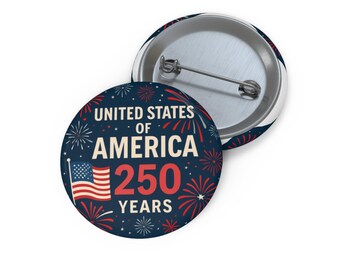 Amerikas förenta stater 250 år Pin-knapp | Patriotiska flaggfyrverkerier