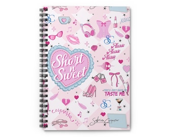 Cute Spiral Notebook - Short n Sweet, Cute Journal for Notes, Diary for Girls, Back to School Supplies, Gift for Students