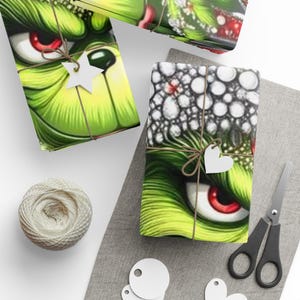 Grinch Christmas Wrapping Paper, Festive Gift Wrap, Holiday Party Decor, image 5