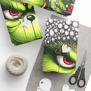 Grinch Christmas Wrapping Paper, Festive Gift Wrap, Holiday Party Decor, image 4