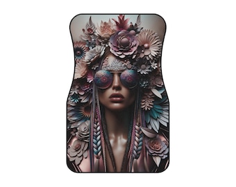 Boho Blumen Automatten: Stilvolle Auto-Innenausstattung (4er Set)