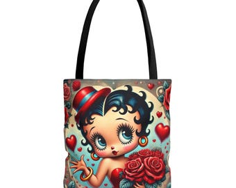 Borsa tote Betty Boop: borsa della spesa con stampa floreale in stile vintage