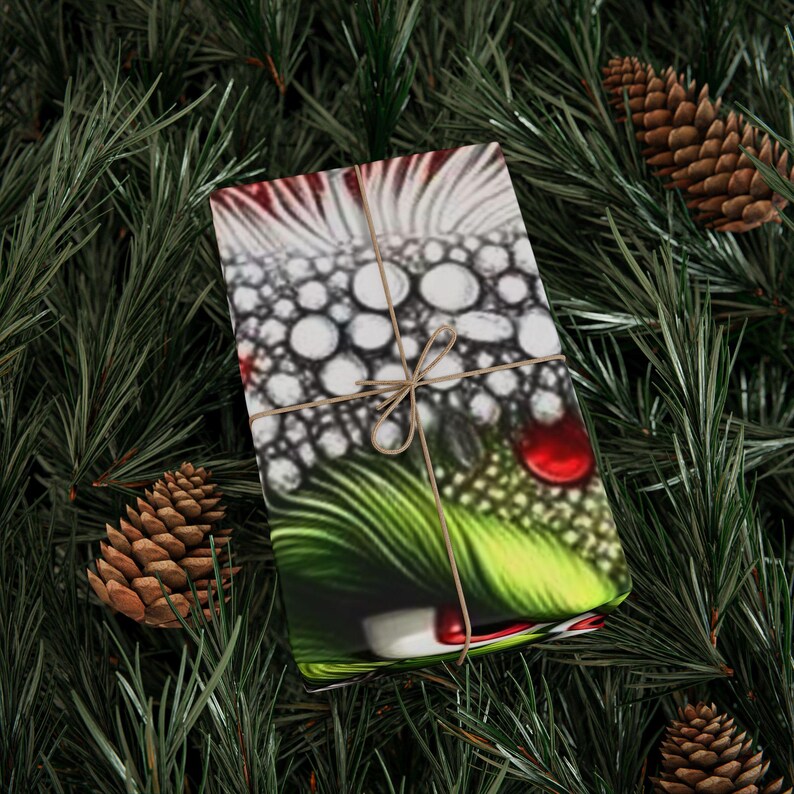 Grinch Christmas Wrapping Paper, Festive Gift Wrap, Holiday Party Decor, image 10