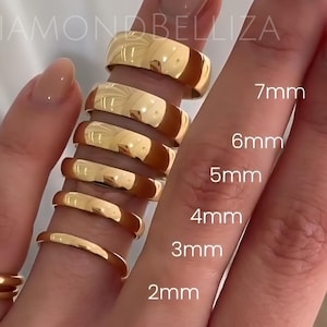 14K Solid Gold Domed Wedding Band | 2mm - 7mm Gold Ring | Classic Dome Comfort Fit Wedding Band | Men and Women&#39;s Engraved Ring