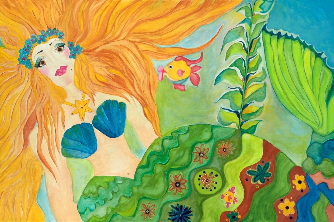 Mermaid Art Mermaid Wall Art Etsy