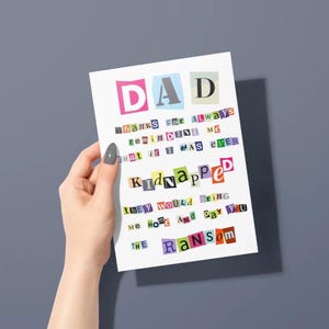 Carte de fête des pères amusante - Demande de rançon humoristique pour cadeau papa de la part d'une fille ou d'un fils